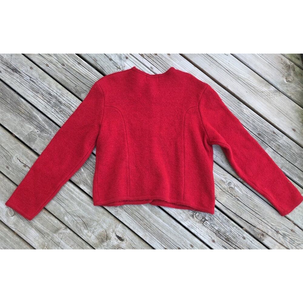 VTG Womens Red Cardigan Sweater 100% Wool Size L Grandmacore Granny Chic - Picture 4 of 7